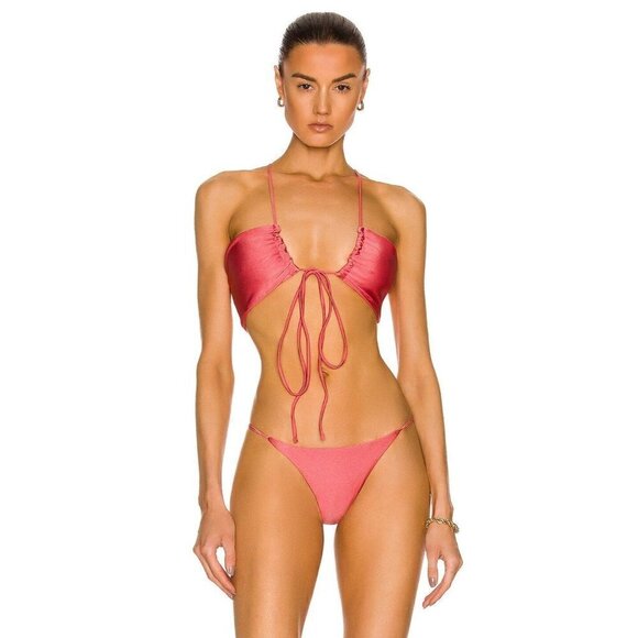 JADE SWIM Livi Bikini Top in Coral Sheen XSmall New Womens Swimsuit - Picture 1 of 16